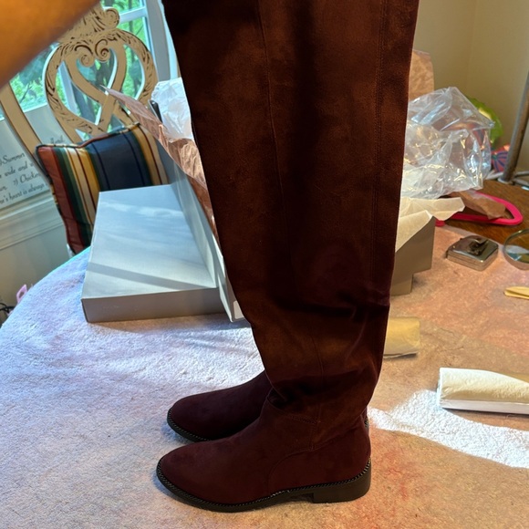 Franco Sarto Shoes - Franco Sarto Dark Burgundy Knee High Suede Boots